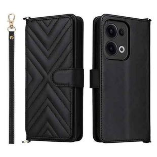 For OPPO Reno13 5G Global Multifunctional 6-Card Slots Leather Phone Case with Wrist Strap(Black)