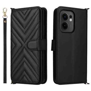 For OPPO Reno13 F 4G / 5G Multifunctional 6-Card Slots Leather Phone Case with Wrist Strap(Black)
