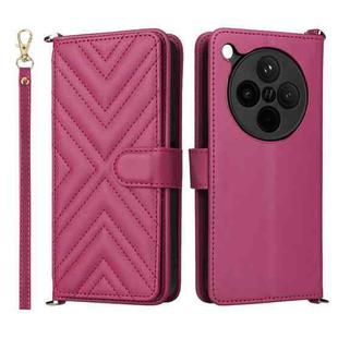 For OPPO Find X8s+ 5G Multifunctional 6-Card Slots Leather Phone Case with Wrist Strap(Rose Red)