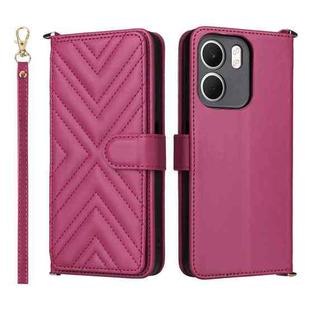 For OPPO A5x 5G / 4G Global Multifunctional 6-Card Slots Leather Phone Case with Wrist Strap(Rose Red)