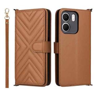 For OPPO A5x 5G / 4G Global Multifunctional 6-Card Slots Leather Phone Case with Wrist Strap(Brown)