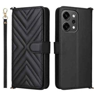 For OPPO Reno14 5G Global Multifunctional 6-Card Slots Leather Phone Case with Wrist Strap(Black)