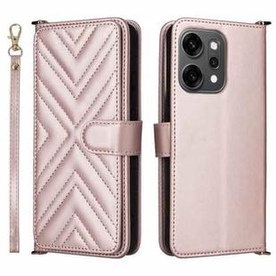For OPPO Reno14 Pro 5G Global Multifunctional 6-Card Slots Leather Phone Case with Wrist Strap(Pink)