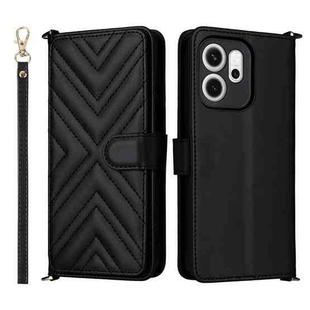 For OPPO Reno14 F 5G Multifunctional 6-Card Slots Leather Phone Case with Wrist Strap(Black)