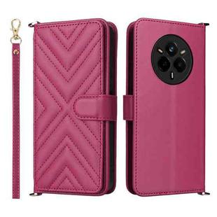 For Realme 14 Pro 5G Multifunctional 6-Card Slots Leather Phone Case with Wrist Strap(Rose Red)