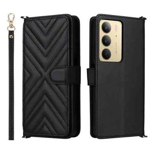 For Realme 14x 5G / C75 4G / V60 Pro 5G Multifunctional 6-Card Slots Leather Phone Case with Wrist Strap(Black)