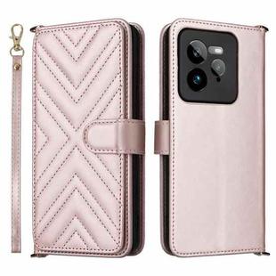 For Realme GT 7 Pro Multifunctional 6-Card Slots Leather Phone Case with Wrist Strap(Pink)