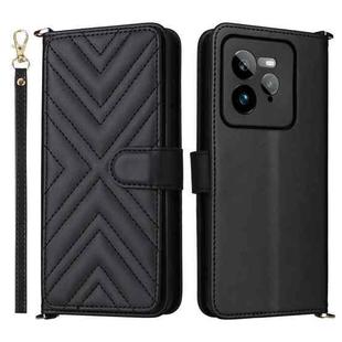 For Realme GT 7 Pro Multifunctional 6-Card Slots Leather Phone Case with Wrist Strap(Black)