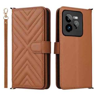 For Realme GT 7 Pro Multifunctional 6-Card Slots Leather Phone Case with Wrist Strap(Brown)