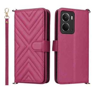 For Realme Neo7x 5G / P3 5G Multifunctional 6-Card Slots Leather Phone Case with Wrist Strap(Rose Red)