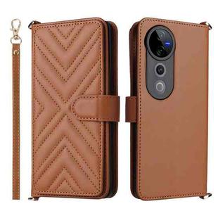 For vivo S19 Pro 5G / V40 5G Multifunctional 6-Card Slots Leather Phone Case with Wrist Strap(Brown)