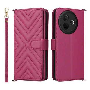 For vivo Y39 5G / Y300i 5G Multifunctional 6-Card Slots Leather Phone Case with Wrist Strap(Rose Red)
