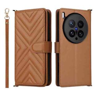 For vivo X200 Ultra 5G Multifunctional 6-Card Slots Leather Phone Case with Wrist Strap(Brown)