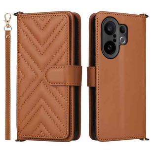 For vivo X200 FE / S30 Pro mini 5G Multifunctional 6-Card Slots Leather Phone Case with Wrist Strap(Brown)