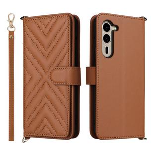 For Fujitsu Arrows We2 Plus F-51E Multifunctional 6-Card Slots Leather Phone Case with Wrist Strap(Brown)