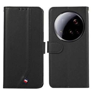 For Xiaomi 15 Ultra ABEEL Delicate Texture Splicing RFID Leather Phone Case(Black)