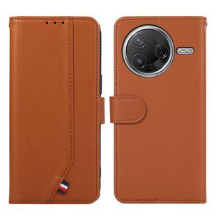 For Xiaomi Poco F7 Pro ABEEL Delicate Texture Splicing RFID Leather Phone Case(Brown)