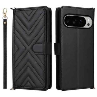 For Google Pixel 10 Pro XL Multifunctional 6-Card Slots Leather Phone Case with Wrist Strap(Black)