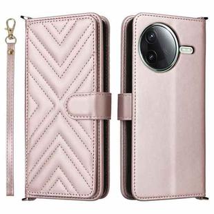 For Redmi K80 5G / K80 Pro 5G Multifunctional 6-Card Slots Leather Phone Case with Wrist Strap(Pink)