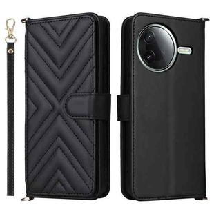 For Redmi K80 5G / K80 Pro 5G Multifunctional 6-Card Slots Leather Phone Case with Wrist Strap(Black)