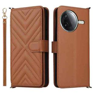 For Redmi K80 5G / K80 Pro 5G Multifunctional 6-Card Slots Leather Phone Case with Wrist Strap(Brown)