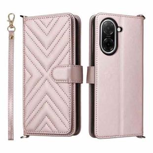 For Redmi A5 4G 173.3mm Multifunctional 6-Card Slots Leather Phone Case with Wrist Strap(Pink)