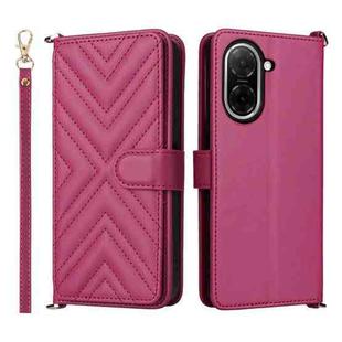 For Redmi A5 4G 173.3mm Multifunctional 6-Card Slots Leather Phone Case with Wrist Strap(Rose Red)