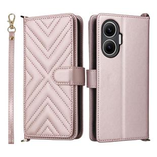 For Redmi Turbo 4 Pro 5G Multifunctional 6-Card Slots Leather Phone Case with Wrist Strap(Pink)