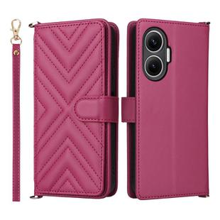 For Redmi Turbo 4 Pro 5G Multifunctional 6-Card Slots Leather Phone Case with Wrist Strap(Rose Red)