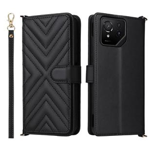 For Asus ROG Phone 9 / 9 Pro Multifunctional 6-Card Slots Leather Phone Case with Wrist Strap(Black)