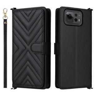 For Asus Zenfone 12 Ultra Multifunctional 6-Card Slots Leather Phone Case with Wrist Strap(Black)