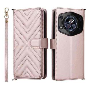For Cubot A30 Multifunctional 6-Card Slots Leather Phone Case with Wrist Strap(Pink)