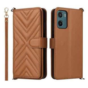 For Motorola Moto G05 4G / E15 4G Multifunctional 6-Card Slots Leather Phone Case with Wrist Strap(Brown)