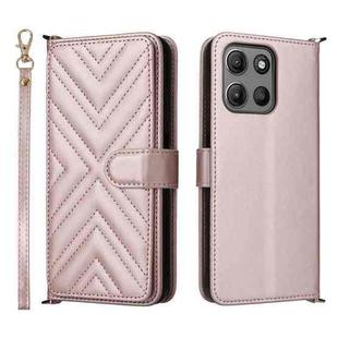 For Motorola Moto G15 4G / G15 Power 4G Multifunctional 6-Card Slots Leather Phone Case with Wrist Strap(Pink)