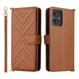 For Motorola Moto G54 5G / G54 Power 5G Multifunctional 6-Card Slots Leather Phone Case with Wrist Strap(Brown)