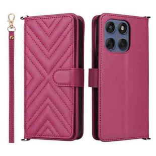 For Motorola Edge 60 Fusion Multifunctional 6-Card Slots Leather Phone Case with Wrist Strap(Rose Red)