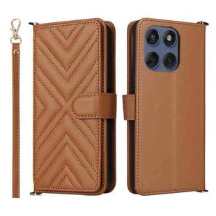 For Motorola Edge 60 Fusion Multifunctional 6-Card Slots Leather Phone Case with Wrist Strap(Brown)