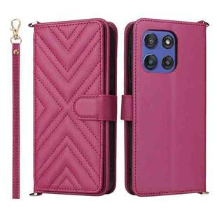 For Motorola Edge 60 Stylus Multifunctional 6-Card Slots Leather Phone Case with Wrist Strap(Rose Red)