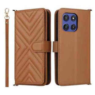 For Motorola Edge 60 Stylus Multifunctional 6-Card Slots Leather Phone Case with Wrist Strap(Brown)