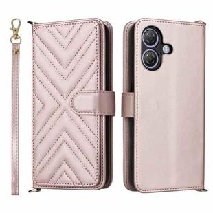 For Ulefone Note 21 Multifunctional 6-Card Slots Leather Phone Case with Wrist Strap(Pink)