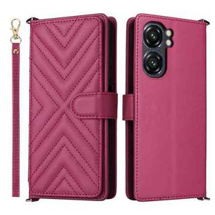 For Oukitel C58 / C58 Pro Multifunctional 6-Card Slots Leather Phone Case with Wrist Strap(Rose Red)
