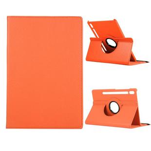 For Samsung Galaxy Tab S8+ / Tab S8 Plus /  Tab S7 FE / Tab S7+ / T970 360 Degree Rotation Litchi Texture Flip Leather Case with Holder(Orange)