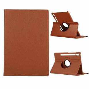 For Samsung Galaxy Tab S8+ / Tab S8 Plus /  Tab S7 FE / Tab S7+ / T970 360 Degree Rotation Litchi Texture Flip Leather Case with Holder (Brown)