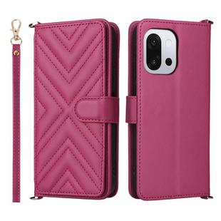 For OnePlus 13T 5G Multifunctional 6-Card Slots Leather Phone Case with Wrist Strap(Rose Red)