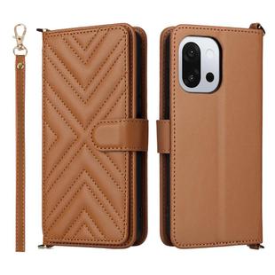 For OnePlus 13T 5G Multifunctional 6-Card Slots Leather Phone Case with Wrist Strap(Brown)