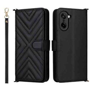 For OnePlus Ace 5 Racing 5G Multifunctional 6-Card Slots Leather Phone Case with Wrist Strap(Black)