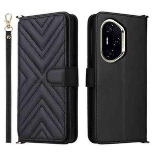 For Honor 300 Pro 5G / 300 Ultra 5G Multifunctional 6-Card Slots Leather Phone Case with Wrist Strap(Black)