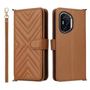 For Honor 400 Multifunctional 6-Card Slots Leather Phone Case with Wrist Strap(Brown)