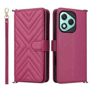For Honor 400 Lite 5G Multifunctional 6-Card Slots Leather Phone Case with Wrist Strap(Rose Red)