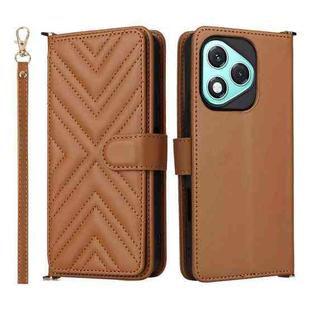 For Honor 400 Lite 5G Multifunctional 6-Card Slots Leather Phone Case with Wrist Strap(Brown)